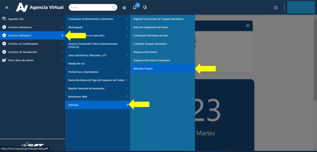 Vehículos propios en Agencia Virtual SAT